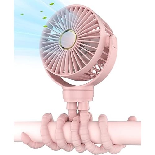 Stroller Fan, Rechargeable with TYPE-C Port, 4000mAh, 360° Rotatable, 3-Speed, Flexible Tripod, Clip Anywhere for Baby's Comfort - Durable and Easy to Clean