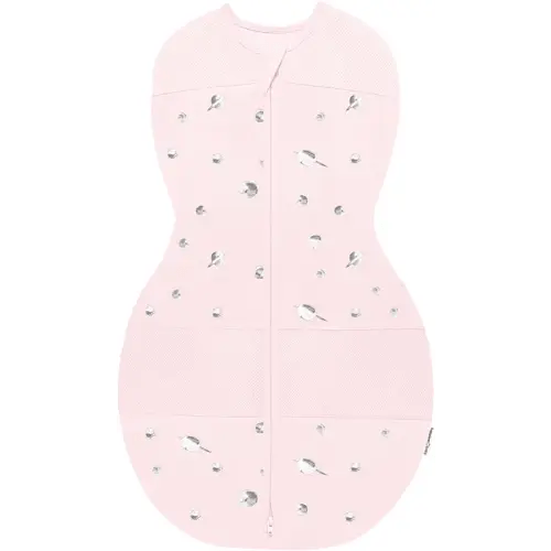 Happiest Baby Sleepea 5-Second Swaddle - 100% Organic Cotton Baby Swaddle Blanket - Doctor Designed Promotes Healthy Hip Development (Rose Planets, Small)