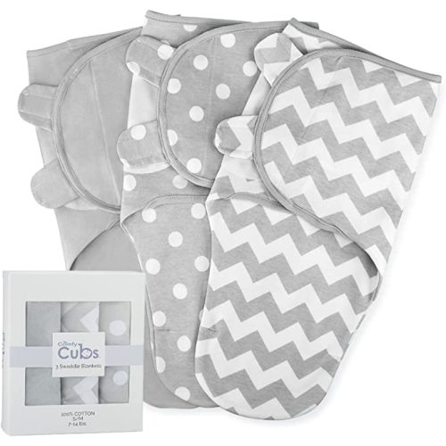Comfy Cubs Swaddle Blanket Baby Girl Boy Easy Adjustable 3 Pack Infant Sleep Sack Wrap Newborn Babies Small (0-3 Month), Gray - Grey