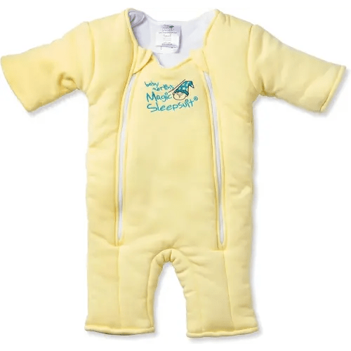 Magic Sleepsuit Baby Merlin's Cotton Baby Swaddle Transition Product - Soft and Cozy Design, Double Zipper for Easy Diaper Changes, Promotes Safe Sleep, 3-6 Months - Yellow - Small 12-18lbs