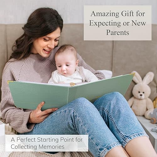Baby Book Keepsake Boy or Girl Timeless Baby Memory Book First 5 Years for Baby Shower Gender Neutral Baby Scrapbook New Mom Gift Baby Journal from Birth to Age 5 Milestone Book Sage Green