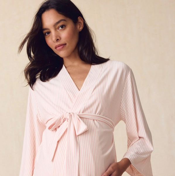 DreamModal® Pajamas | Pencil Stripe Maternity Kimono Bundle - Pink