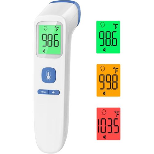 Thermometer for Adults and Kids, Digital Forehead Thermometer with Fever Alarm, Silent Mode & 35-Set Memory, Object 2 in 1 Mode