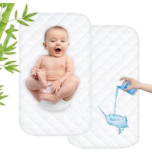 Waterproof Bassinet Mattress Pad Protector Cover Compliable with ANGELBLISS 3 in 1 Baby Bedside Bassinet, Ultra Soft, Breathable and Comfortable, 2 Pack