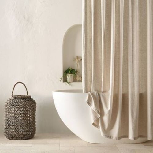 72"x72" Linen Shower Curtain Natural - Casaluna™