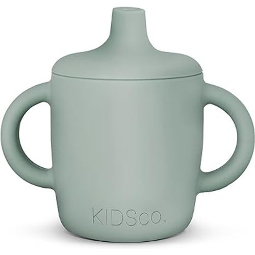 Silicone Sippy Cup and Training Cup for Baby 6 months+ Soft Spout and Handles Unbreakable Easy Grip for Babies 6-12 months and Toddlers 1-3 years 5oz/150ml - Pack of 1 (Green)