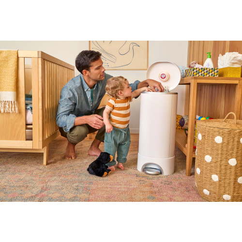 Munchkin® STEP™ Infant Diaper Pail, Powered by Arm & Hammer™, #1 in Odor Control, Hands Free, White