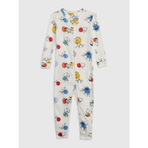 babyGap Organic Cotton Sesame Street PJ One-Piece in ivory frost, size: 6-12 M