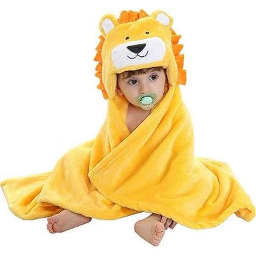 Vauwmsr Baby Hooded Blanket Ultra Soft Warm Newborn Infant Swaddle Wrap Bath Shower Towel, 25.6" x 39.4", Yellow