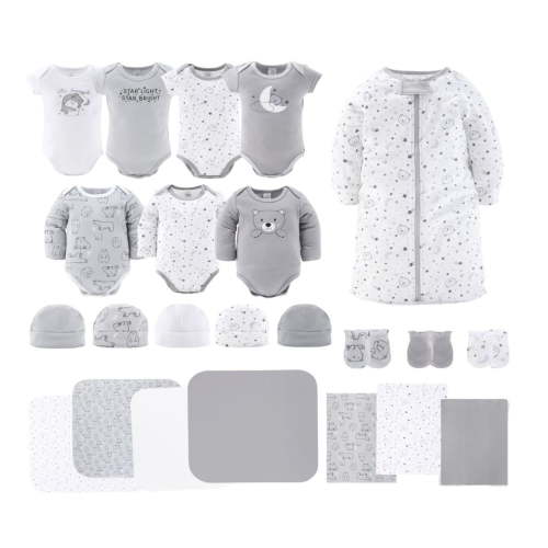 Peanutshell Newborn Bundle: Layette Gift Set for Boys & Girls, Shower Essentials, Celestial Bears