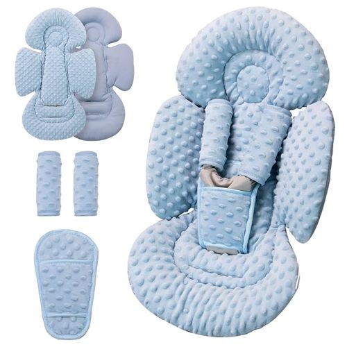 Generic Infant Insert Compatible with Mamaroo Swing & Graco Swing and Infant Car Seat, Newborn Insert Baby Head Body Support, Reversible Design, Breathable Soft Fabric, 1Pcs - Dots, Dark Blue