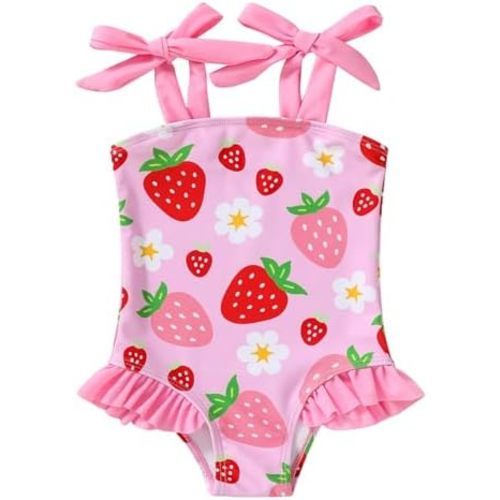 YOUNGER TREE Toddler Swimsuit Girl Color Block Stripe One-Piece Swimwear Baby Girl Bathing Suits