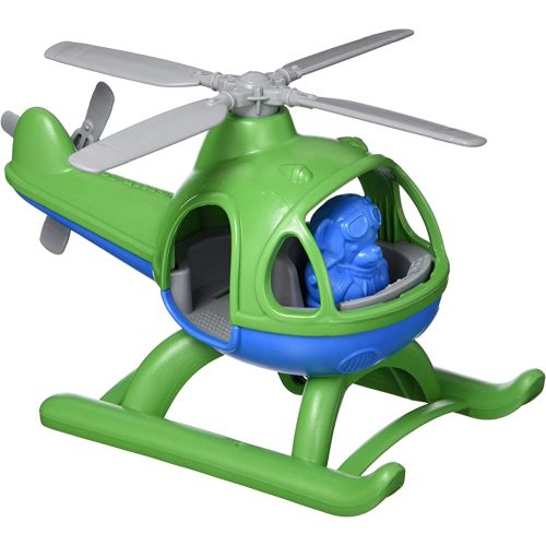Green Toys Helicopter, Green/Blue CB - Pretend Play, Motor Skills, Kids Flying Toy Vehicle. No BPA, phthalates, PVC. Dishwasher Safe, Recycled Plastic, Made in USA.