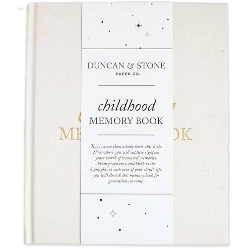 Childhood Memory Book - Elegant Memory Book For Kids Till Age 18 W/Guided Prompts, Space for Photos & More - Childhood Memory Journal (175 Pages, Cream)