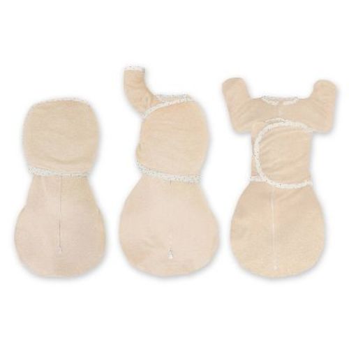 SwaddleDesigns Baby Omni Swaddle Sack with Wrap, Arms Up Elbow Length Sleeve with Mitten Cuffs - Heathered Oatmeal 0-3m
