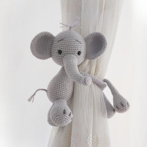 Safari Nursery Themed Animals Curtain Tie Back, Safari Animals Themed Nursery Decor, Amigurumi Elephant, Monkey, Giraffe, Lion Toy