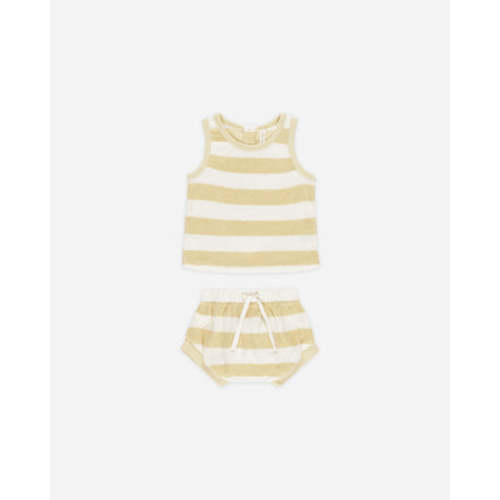 Terry Tank + Short Set || Yellow Stripe