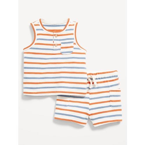 Jacquard-Knit Henley Tank and Shorts Set for Baby