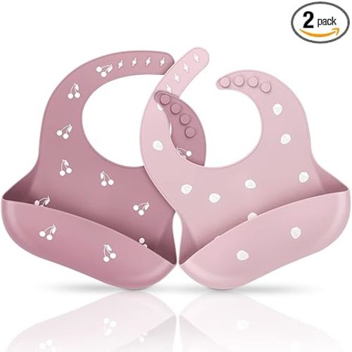 ME.FAN Silicone Baby Bibs for Babies & Toddlers | Adjustable Silicone Bibs Set of 2