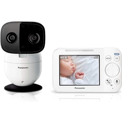 Panasonic Baby Monitor with Camera and Audio, 3.5” Color Video, Extra Long Range, Secure Connection, 2-Way Talk, Soothing Sounds, Remote Pan, Tilt, Zoom - 1 Camera - KX-HN4101W (White)