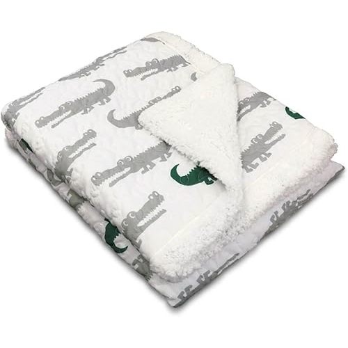 Lush Decor 16T000550 Alligator Sherpa Throw, 60" x 50", Gray/Green