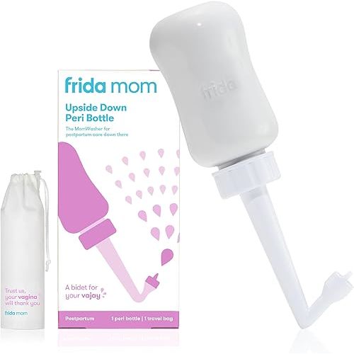 Frida Mom Upside Down Peri Bottle for Postpartum Care, Portable Bidet Perineal Cleansing and Recovery for New Mom, The Original Fridababy MomWasher, Grey