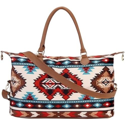 Weekender Bag Duffle Bag For Women Large Travel Tote Bag Overnight Weekend Bags With Shoulder Strap Cow Leopard Atzec…
