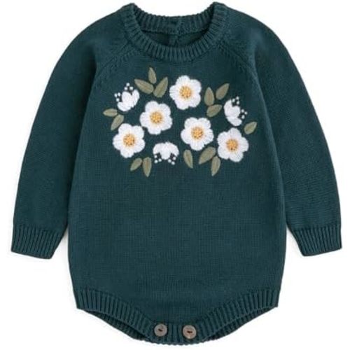 Simplee kids Baby Girls Kint Romper Fall Long Sleeve Rompers Newborn Baby Overall Jumpsuit Outfits