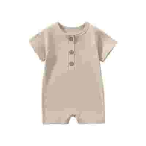 Baby Boys or Girls Pajamas Cotton Short Sleeve Romper Jumpsuits Sleep and Play 0-24 Months Beige 0-3 Months