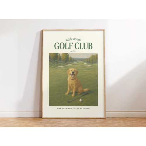Retro Golf Club Wall Art, Dog Wall Art, Vintage Golf Print, Golf Poster, Golf Art, Gift for Golf Fans, Golf Memorabilia, Gift for Pet Golfer