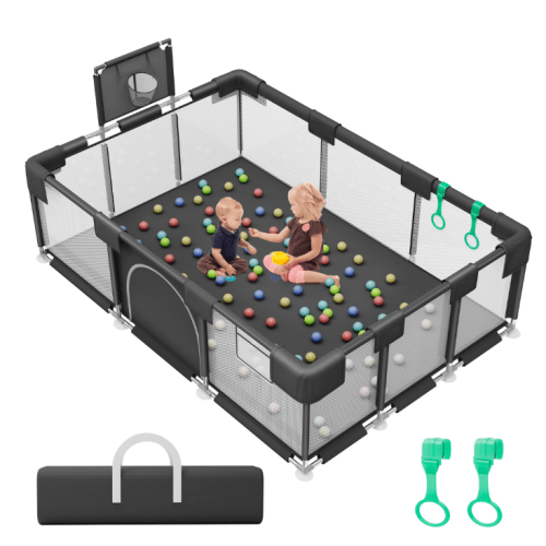Baby Playpen,73 Inch Extra Large Playard- Black