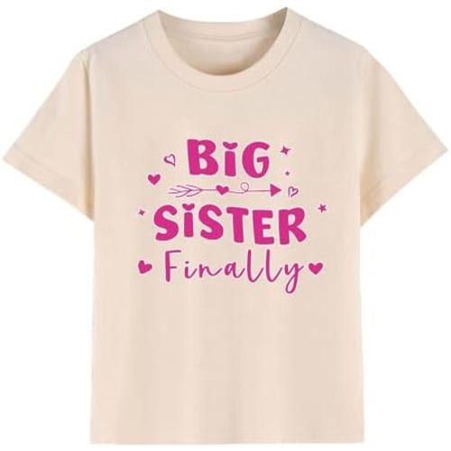 Toddler Girl Big Sister Shirt Bigger Biggest Sister Tshirts Cotton Short Sleeve Tees 2-10 Years