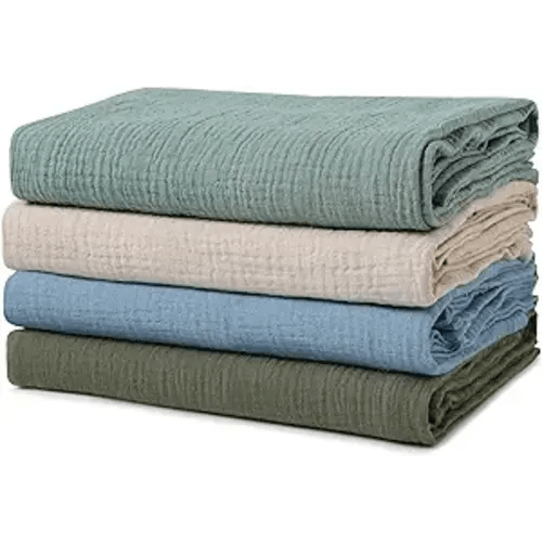 GLLQUEN BABY Muslin Swaddle Blankets for Boys and Girls, 4-Pack Baby Blankets for Girl Boy, Newborn Receiving Blanket, Baby Swaddle Blanket Unisex, Baby Essentials, Registry & Gift - Blue & Green - A- 4 Pack
