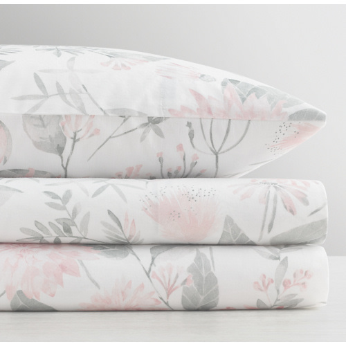 Botanical Watercolor Washed Percale Crib Fitted Sheet