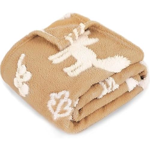 BORITAR Baby Blanket for Boys Girls Cute 3D Fleece Throw Bed Blanket with Woodland Fox Design for Toddler Infant, Newborn, Home Decor Blanket(30 x 40 Inch, Khaki)