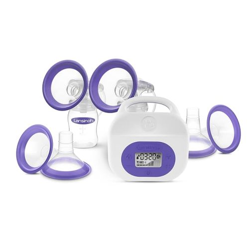 Lansinoh Smartpump 3.0 Double Electric Breast Pump, Portable and Rechargeable, Connects to Baby App, Hospital Strength Suction for Breastfeeding Moms