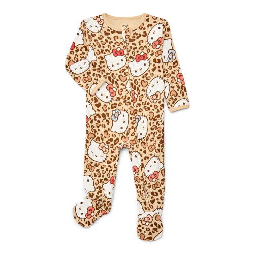 Hello Kitty Baby Girls Two-Way Zip Front Footed Pajama One-Piece, Sizes 0-6/9M