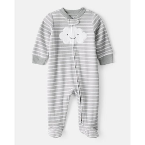 Baby Cloud Print Loose Fit Sleep & Play Pajamas - Grey - Carter's