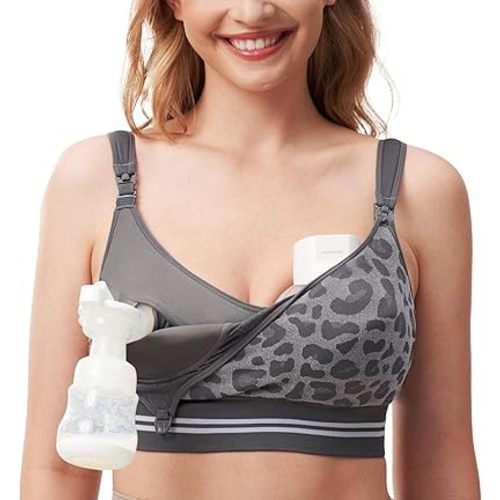 Momcozy Seamless Pumping Bra Hands Free, Fixed Padding Hands-Free Pumping & Nursing Bra, Wireless Comfort Pumping Bra