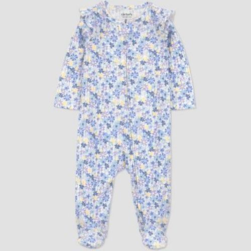 Carter's Just One You® Baby Girls' Floral Ruffle Sleep N' Play - Blue Newborn