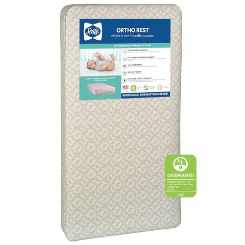 SEALY BABY Ortho Rest Breathable Crib Mattress, Made in USA, GREENGUARD Gold Certified, 50 Extra Firm Coils, Orthopedic Comfort, Toddler Bed Fit, Safety & Quality Tested, 52"X28" - Gray