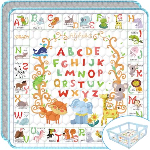 Funshot Baby Play mat,50" X 50" Premium Foam ABC Animals Playpen Mat for Playing Crawling & Learning,Baby Play Mats for Floor, Non-Slip and Washable Crawling Mat for Newborns,Infants,Babies,Toddlers.