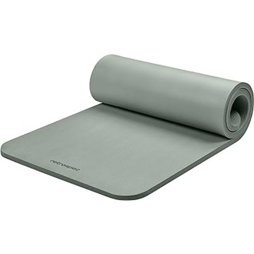 Retrospec Solana Yoga Mat 1" Thick With Nylon Carry Strap for Men & Women - Non Slip Exercise Mat for Home Yoga, Pilates, Stretching, Floor & Fitness Workouts