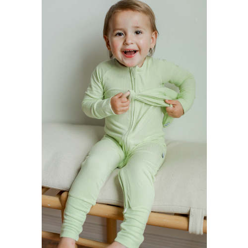 Zipper Baby Pajamas | Super Soft Viscose Bamboo | Keylime Ribbed Solid | Free Shipping >$50 – Southern Slumber
