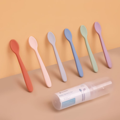 6-Piece Silicone Baby Feeding Spoons, First Stage Baby Infant Spoons, Soft-Tip Easy on Gums, Baby Training Spoon Self Feeding, Baby Utensils Feeding Supplies, Dishwasher & Boil-proof