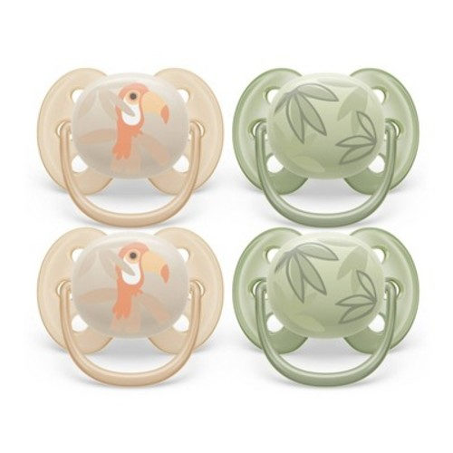 Avent Philips Ultra Soft Pacifier 0-6 Months - Toucan/Green Leaves - 4pk