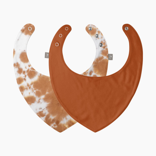 Goumi Kids In The Garden Collection Organic Cotton Reversible Bandana Bibs (2 Pack) - Red Rocks + Sienna, O/S
