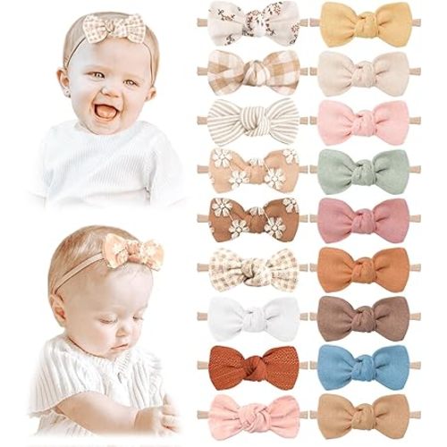 Niceye Baby Girl Bows and Headbands, Stretchy Nylon Hairbands Hair Bows for Newborns, Infants, Toddlers - Handmade Baby Hair Accessories for Girls