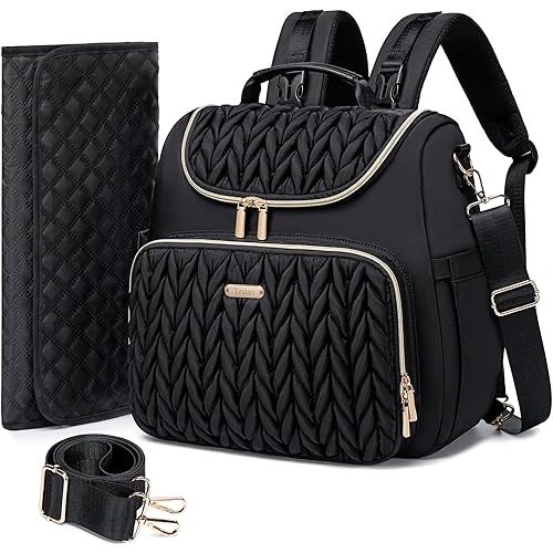 4 in 1 Convertible Diaper Bag Backpack,Waterproof Baby Diaper Bag with Changing Pad,Converts into Baby Tote Bag,Diaper Backpack,Stroller Bag and Crossbody Diaper Bag