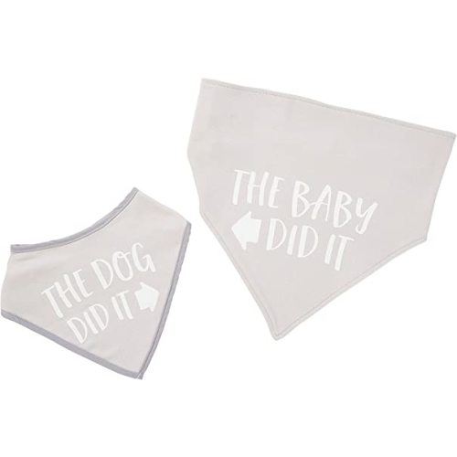 Pearhead Baby and Pet Bib Set, Matching Best Friends Outfits, Gift For Anyone With a Baby and Fur Baby, Baby and Pet Gift Set, Gray
